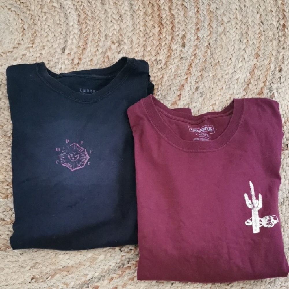 Two Bundle Zumiez Mens 100% Cotton Streetwear Skater Style Tees. Size Large